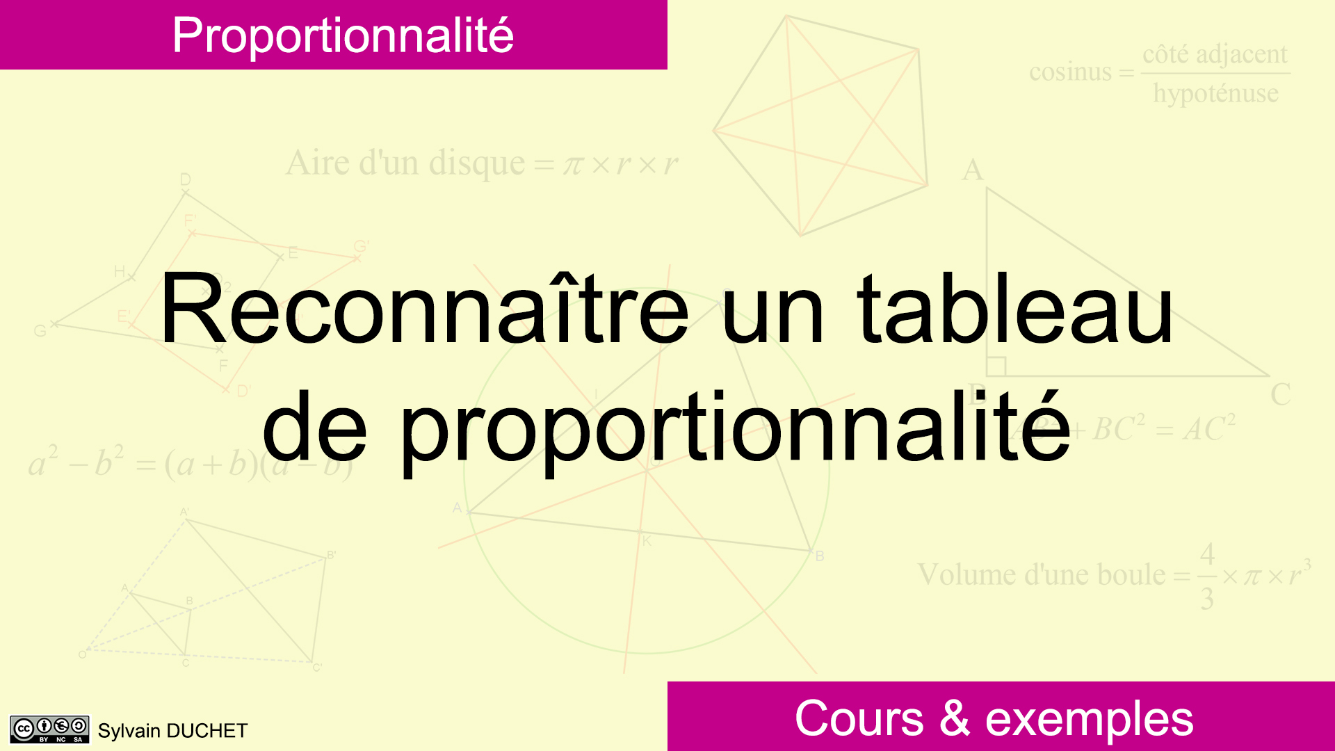 Pod - Reconnaître Un Tableau De Proportionnalité